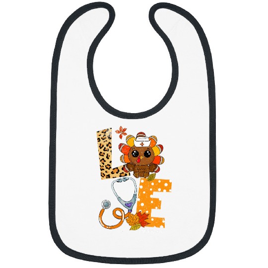 nurses Job love turkey thanksgiving 2nurses life autumn maple leaves Bibs