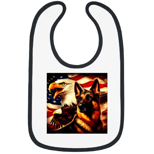 2024 German Shepherd Bald Eagle American Flag New Years Dog Bibs