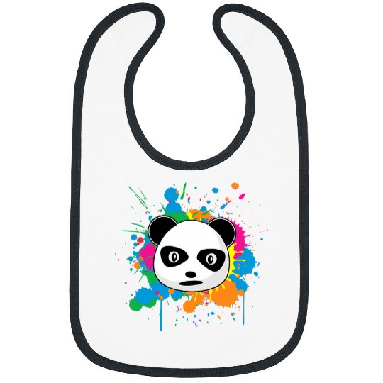 Panda Pet Face Cool Paint Splash Splatter Multi Color Bibs