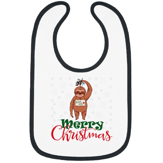 Sloth Pet Christmas Sloth kisss Me Santa Merry Christmas Let It Snow Bibs