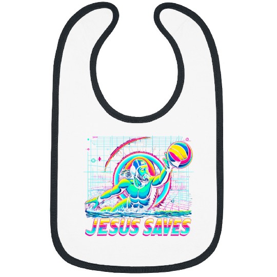 80s Vaporwave Jesus Saves Water Polo Bibs