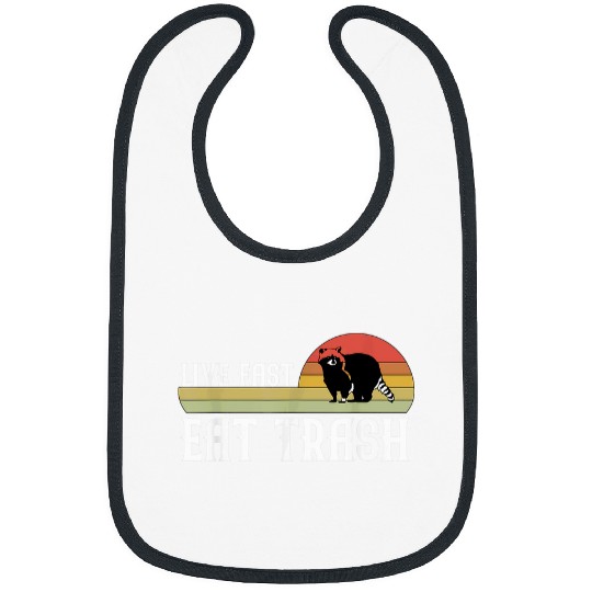 Raccoon Pet Funny Trendy Retro Raccoon Live Fast Eat Trash Panda 3 Bibs