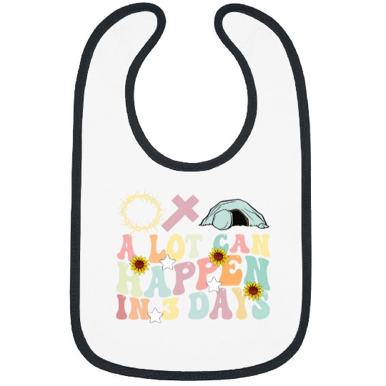 A Lot Can Happen In 3 Days Retro Groovy Easter Day Bibs