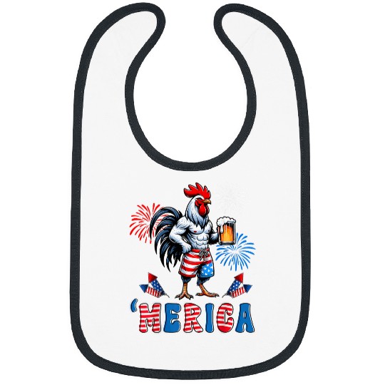 Bear Pet Merica Chicken 4th of July Holding Bear Bibs