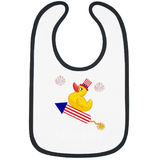 Duck Pet Fourth of July Firequacker Rubber Duckie Duck USA Patriotic Bibs
