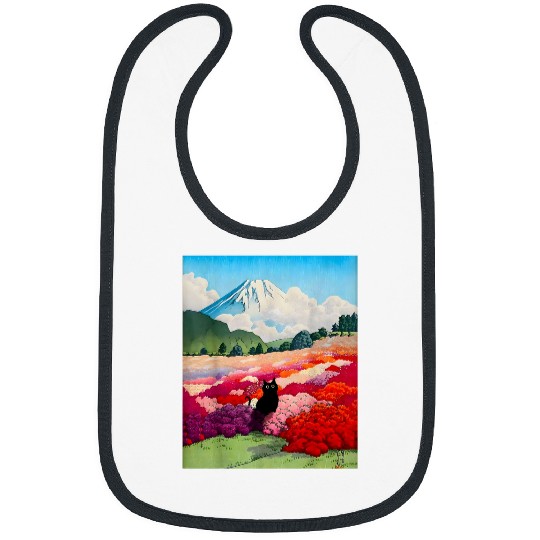 black cats Mount Fuji from an Azalea Garden Bibs