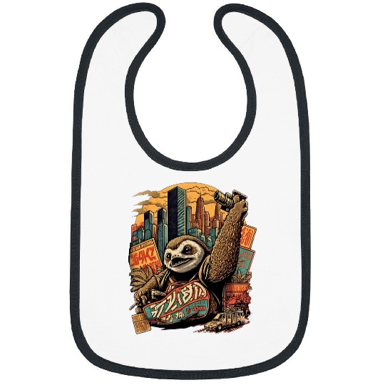 Sloth Pet Kaiju Slothzilla Anime Monster Japan City Bibs