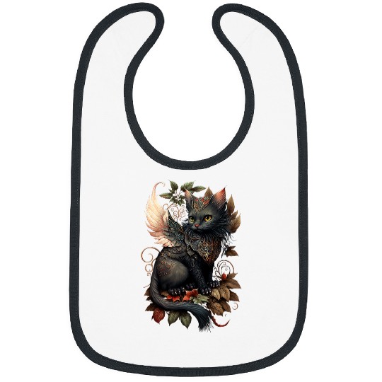 Dragon Pet Mystical black cats Dragon Fairy Copper Autumn Whimsy Bibs