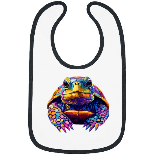 Turtle Pet Colorful Box Turtle Pond Animal Lover Men Women Black Bibs