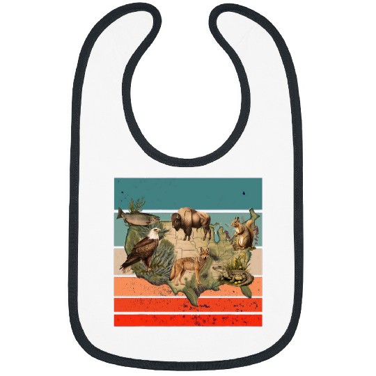 Squirrel Pet United States map salmon bald eagle bison coyote squirrel Bibs