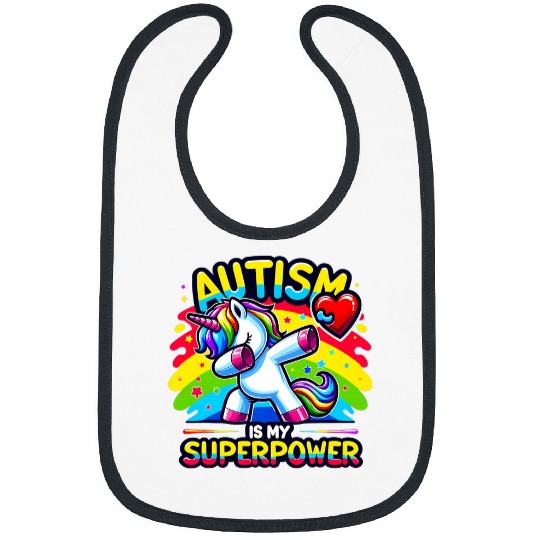Autism Is My Superpower Dabbings Unicorns autism awareness Bibs