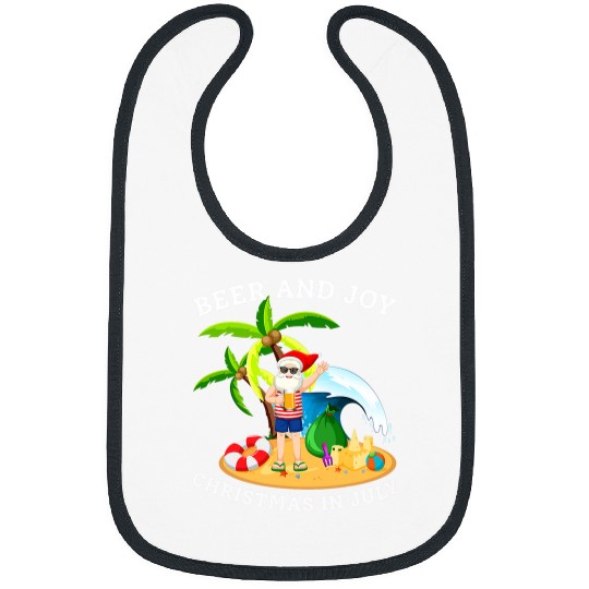 Beer Fun Beer And Joy Christmas In July Santa Sunglasses Drink Beer Bibs