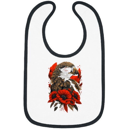 Memorial Day Red Poppy Flower Eagle USA Flag 4th of July Bibs