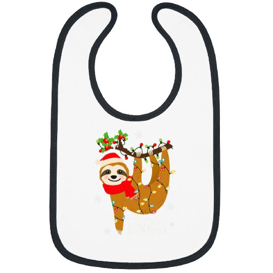 Sloth Pet Santa Sloth Christmas Lights Sloth Lover 2 Bibs