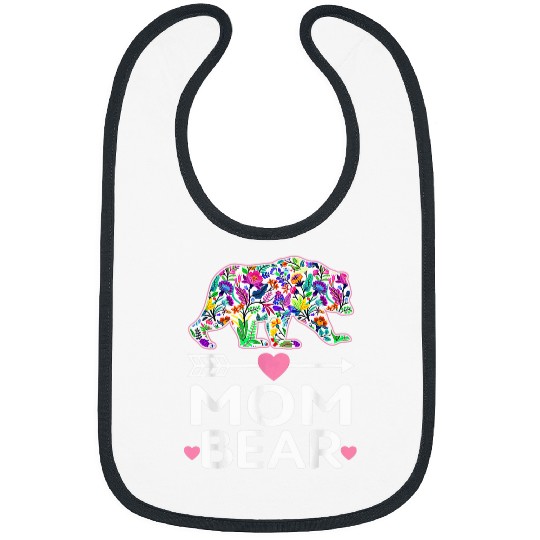 Bear Pet Funny Mom Bear Mothers Day Floral Matching Family Outfits Bibs