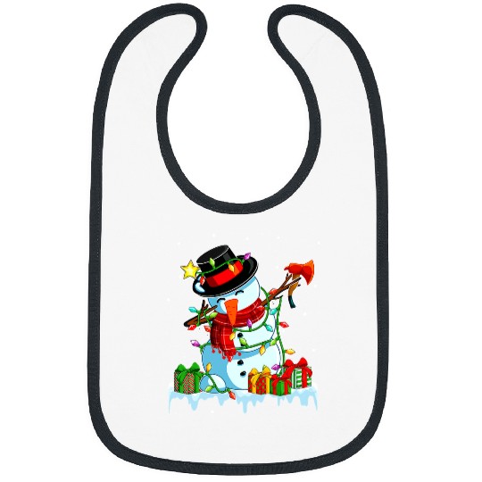 Firefighter Job Snowman Dabbings Christmas Lights Matching Family 102 Bibs