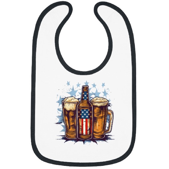 Beer Fun Liberty USA Brews Drinking Beer On A Funny Fourth Of July Bibs