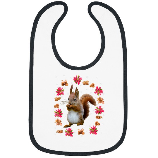 Squirrel Pet with a nut poinsettia hazelnut walnuts christmas Bibs