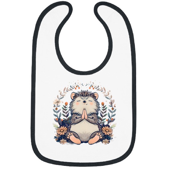 Hedgehog Pet Meditation Zen Buddha Floral Yoga Buddhist Hindu Bibs