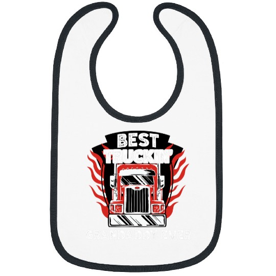 Mens Trucking Grandaddy Ever Truck Driver Trucker Flame Bibs