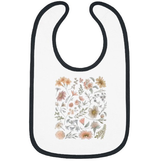 Botanical vintages Boho Cottagecore Wildflowers Garden Floral 2 Bibs