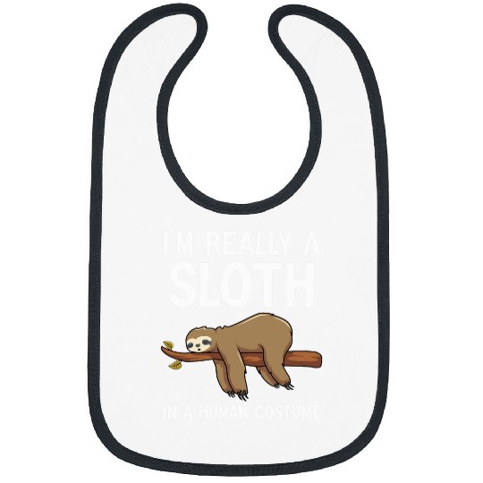 Sloth Pet I m Really A Sloth In A Human Costume Halloween Funny Bibs