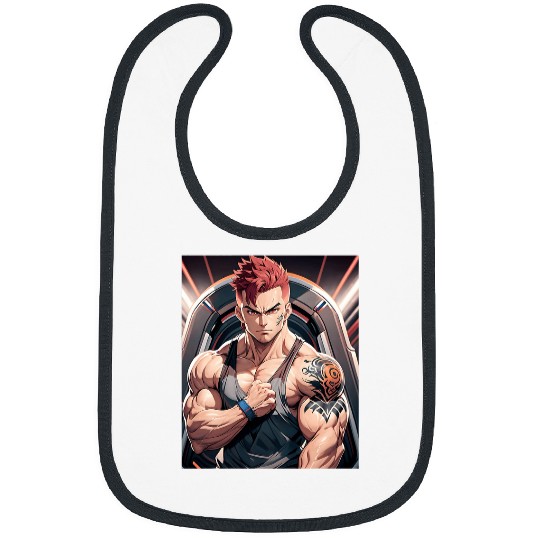 Anime Gym Workout Manga Japanese Motivation Design Print 2 Bibs