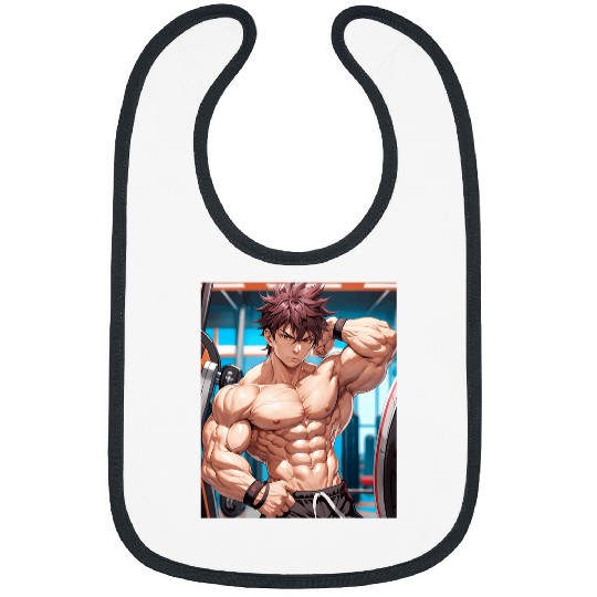 Anime Gym Workout Manga Japanese Motivation Design Print 3 Bibs