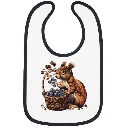 Squirrel Pet Blueberry Squirrel Animal Art Berry Fruit Wildlife Nature Bibs