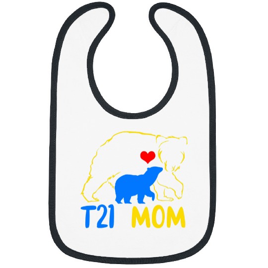 Bear Pet T21 Mom Bear Down Syndromes Awareness Yellow Blue Ribbon Bibs