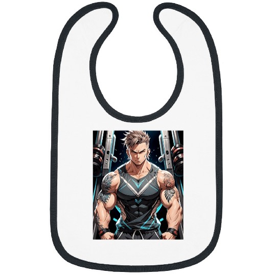 Anime Gym Workout Manga Japanese Motivation Design Print Bibs