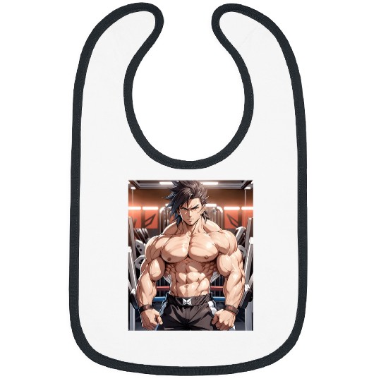 Anime Gym Workout Manga Japanese Motivation Design Print 4 Bibs