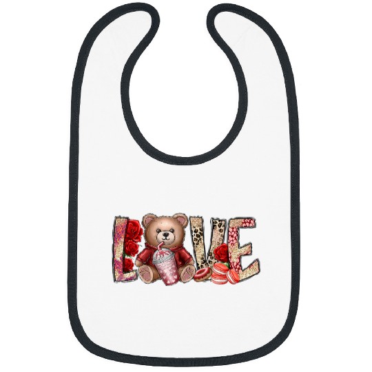 Bear Pet Love Bear Cute Western Valentines Day Bibs