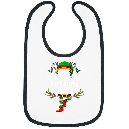 Wines Fun Ladies Mulled Wines with Rum Elf Funny Christmas Elf Design Bibs