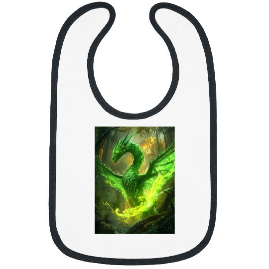 Dragon Pet Mystical Green Dragon in Enchanted Forest Bibs