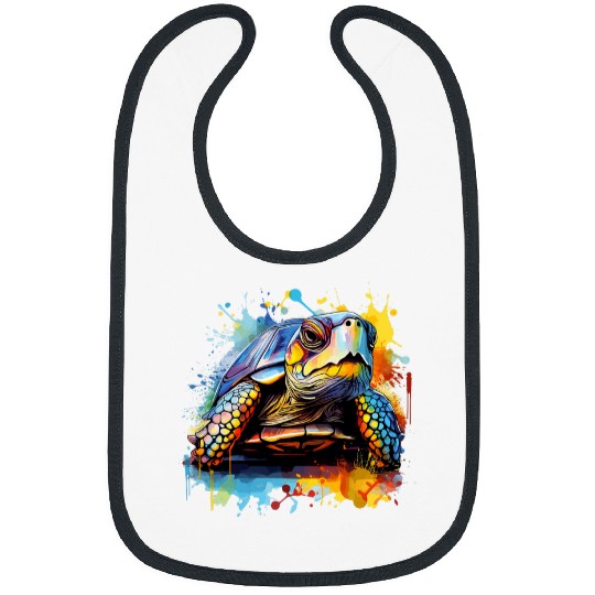Turtle Pet Colorful Splash Art Eastern Box Turtle Lover Bibs