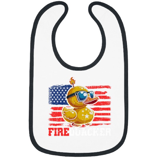 Duck Pet Firequacker Duck 4th of July Patriotic Day USA Flag Funny Bibs