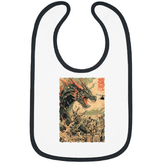 Dragon Pet Japanese Art Anime Dragon Kaiju Monster Tokyo Bibs