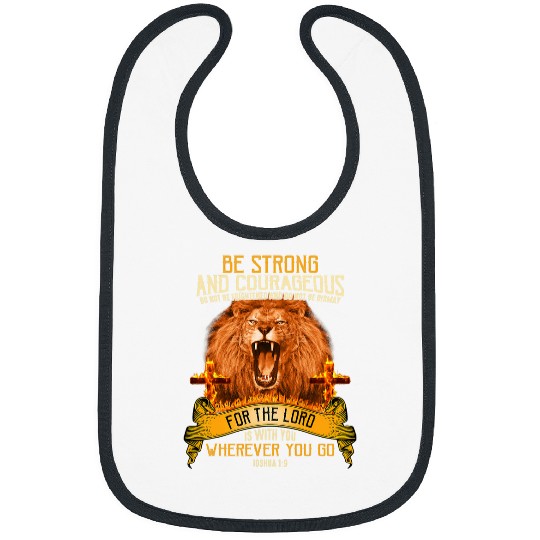 Lion Pet Joshua 19 Be Strong and Courageous Lion Christian Bibs