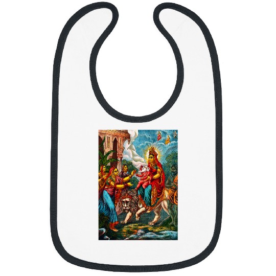 Lion Pet Goddess Riding a Lion Hindu Vedic Religious Mythology Bibs