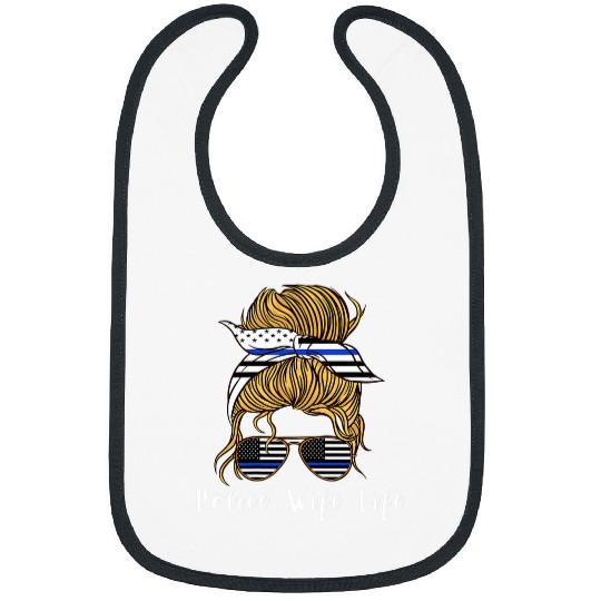 Police Job Messy Hair Girl Police Wife Life Aviator USA Bibs