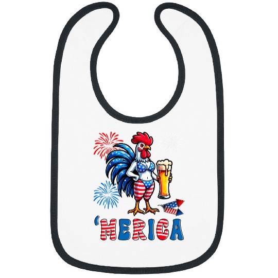 Bear Pet Merica Chicken 4th of July Holding Bear 8 Bibs
