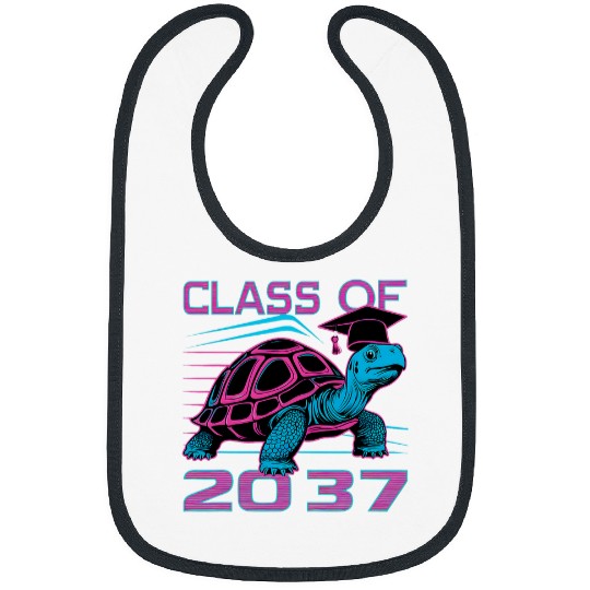 Turtle Pet Class of 2037 Turtle Retro 80s Graduation Bibs
