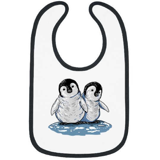 Penguin Pet Cute Kawaii Two Baby Penguins on Ice Animal Nature Lover Bibs