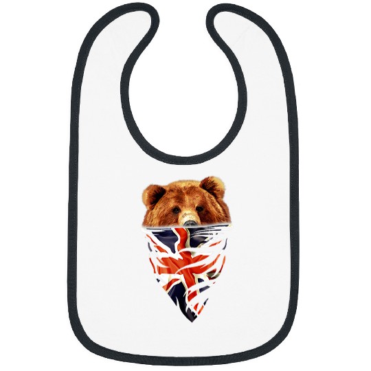 Bear Pet Mini Grizzly Bear in Union Jack Bandana Bibs