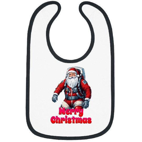 Astro Santa Merry Christmas Funny Aerospace Flying Graphic Bibs