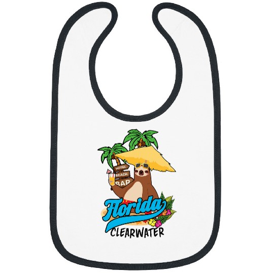Sloth Pet Clearwater Florida Beach Party Funny Sloth Vacation Souvenir Bibs