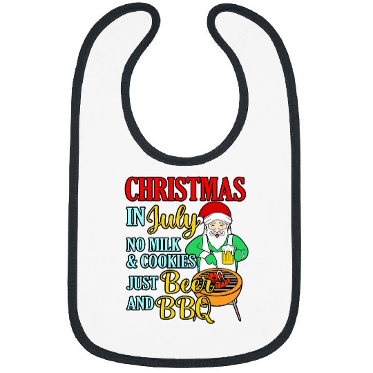 Beer Fun Beer And BBQ Christmas In July Summer Hawaiian Santa Graphic Bibs