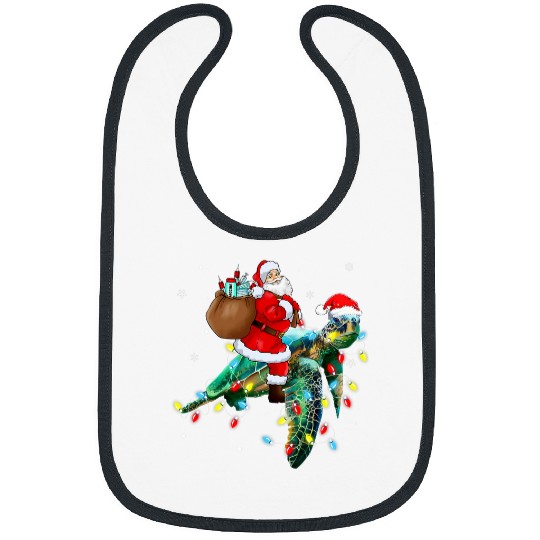 Turtle Pet christmas lights santa hat merry christmas 14 Bibs
