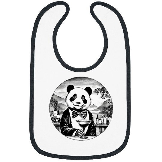 Bartender Job panda ink painting funny cocktail japanese animal Bibs
